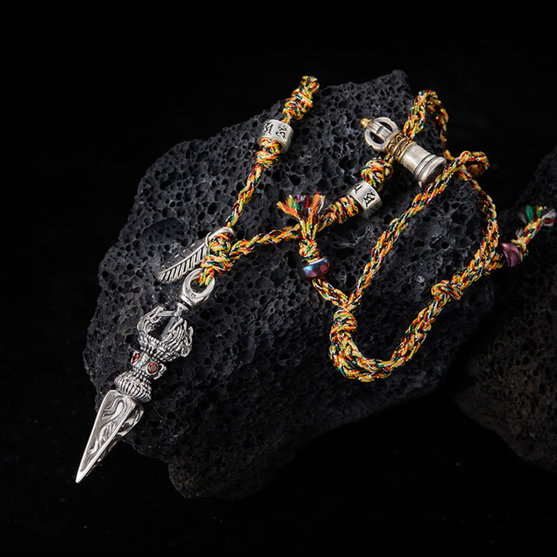 KarmaRipple's Tibetan Handmade 925 Sterling Silver Dorje Vajra Om Mani Padme Hum Feather Strength Pendant Necklace p17