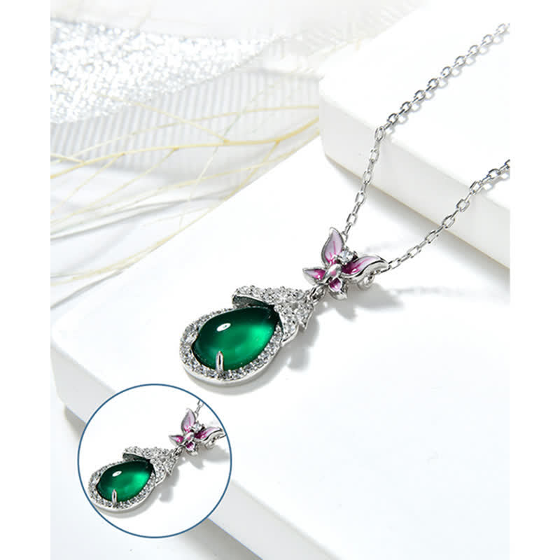 KarmaRipple's 925 Sterling Silver Green Chalcedony Butterfly Zircon Courage Pendant Necklace p8