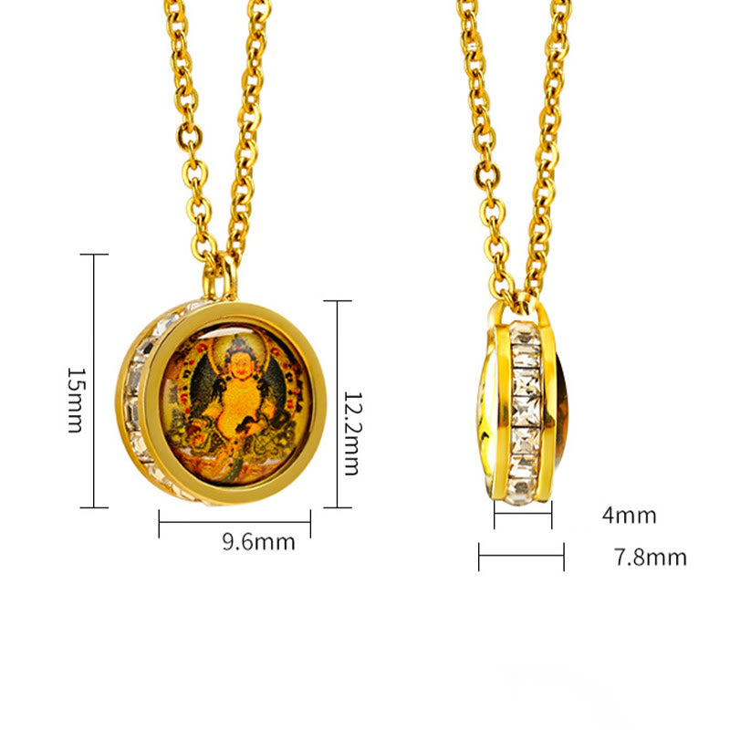 KarmaRipple's Tibetan Yellow God Of Wealth Green Tara Buddha Serenity Titanium Steel Pendant Necklace p17