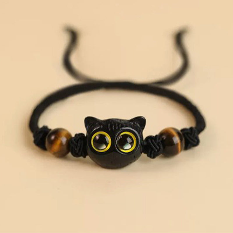 KarmaRipple's Cute Ebony Wood Cat Head Pattern Peace Bracelet p19
