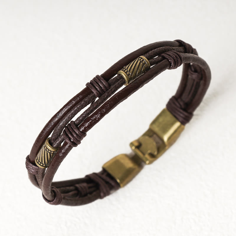 KarmaRipple's Vintage Leather Wrist Band Brown Rope Layered Bracelet Bangle p10