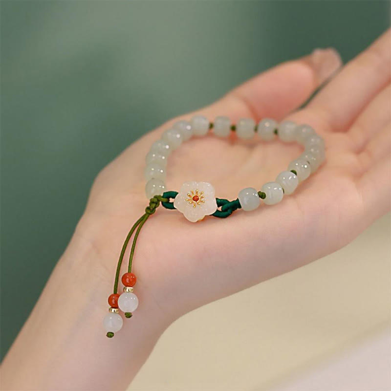 KarmaRipple's Jade Peach Blossom Flower Fortune Bracelet p6