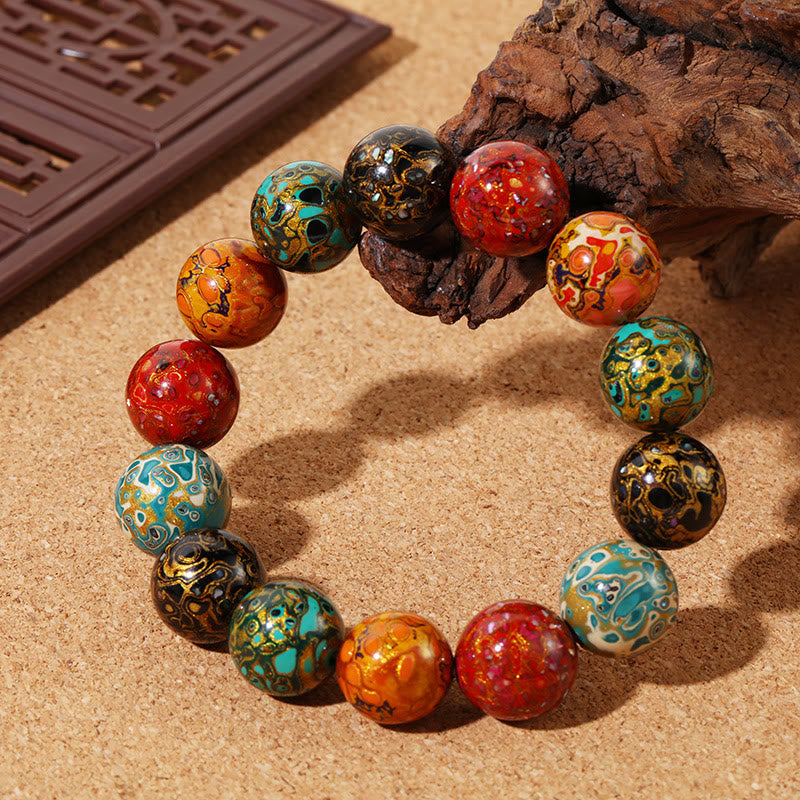 KarmaRipple's Authentic Multicolored Lacquer Beadwork Calm Bracelet p1