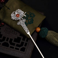 KarmaRipple's Red Agate Peony Flower Confidence Hairpin