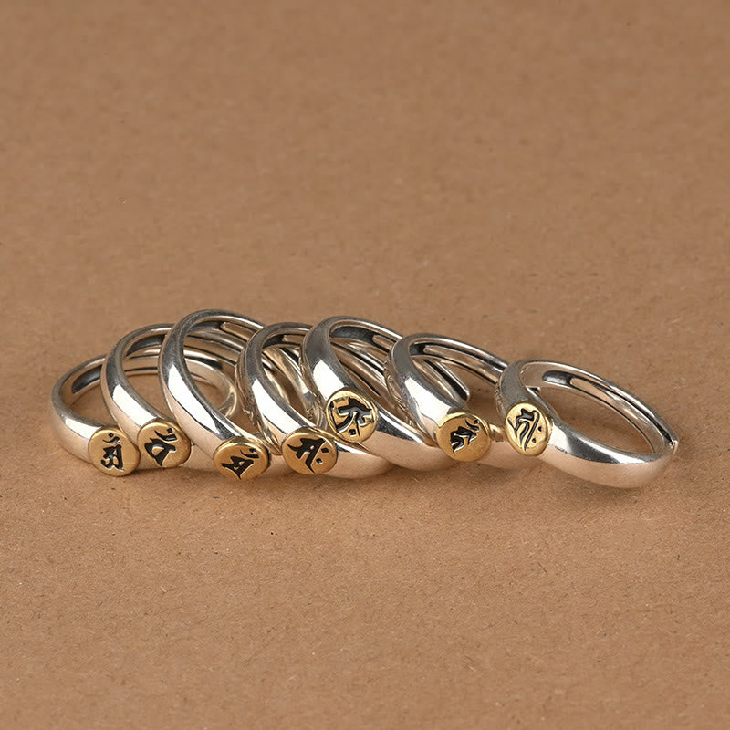 KarmaRipple's Tibetan Om Mani Padme Hum Carved Chinese Zodiac Natal Buddha Peace Ring p10
