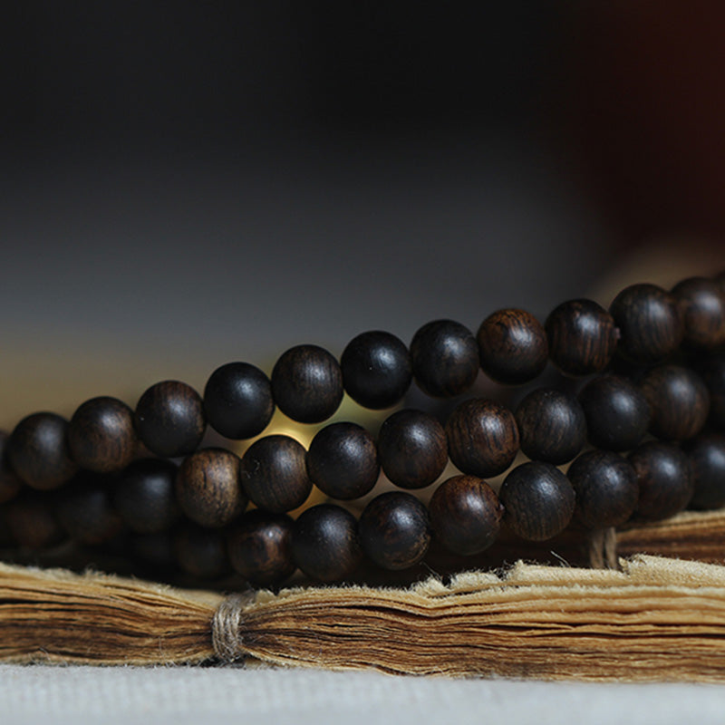 KarmaRipple's 999 Gold Nha Trang Heiqinan Agarwood Amber Red Agate Strength Meditation Bracelet p11