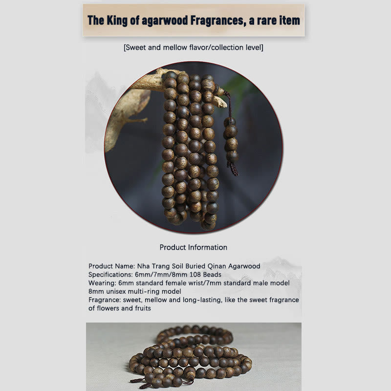 KarmaRipple's 108 Mala Beadwork Nha Trang Soil Buried Qinan Agarwood Balance Strength Bracelet p11