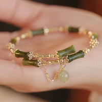 KarmaRipple's Bamboo Jade Pattern Fortune Bracelet Bangle