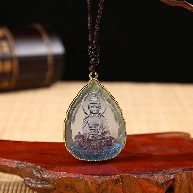 KarmaRipple's Tibetan Buddha Liuli Gemstone Serenity Pendant Necklace p5