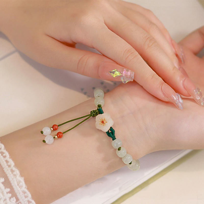 KarmaRipple's Jade Peach Blossom Flower Fortune Bracelet p3