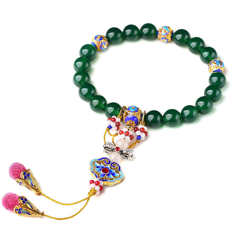 KarmaRipple's Authentic Green Agate Wrist Mala Success Talisman Pocket Mala Car Decoration p10