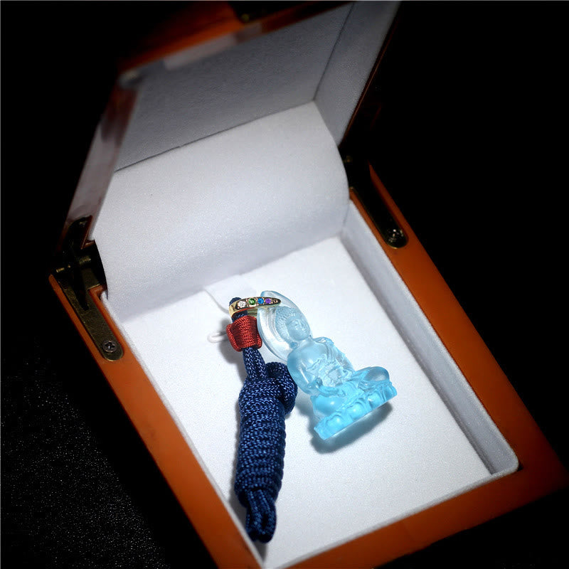KarmaRipple's Blue Tathagata Buddha Medicine Buddha Liuli Gemstone Serenity Amulet Pendant Necklace p18