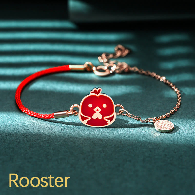 KarmaRipple's 925 Sterling Silver Color-changing Chinese Zodiac Fortune Protection Red String Chain Bracelet p10