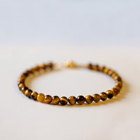 KarmaRipple's 14K Gold Plated Authentic Tiger Eye Stone Courage Protection Bracelet