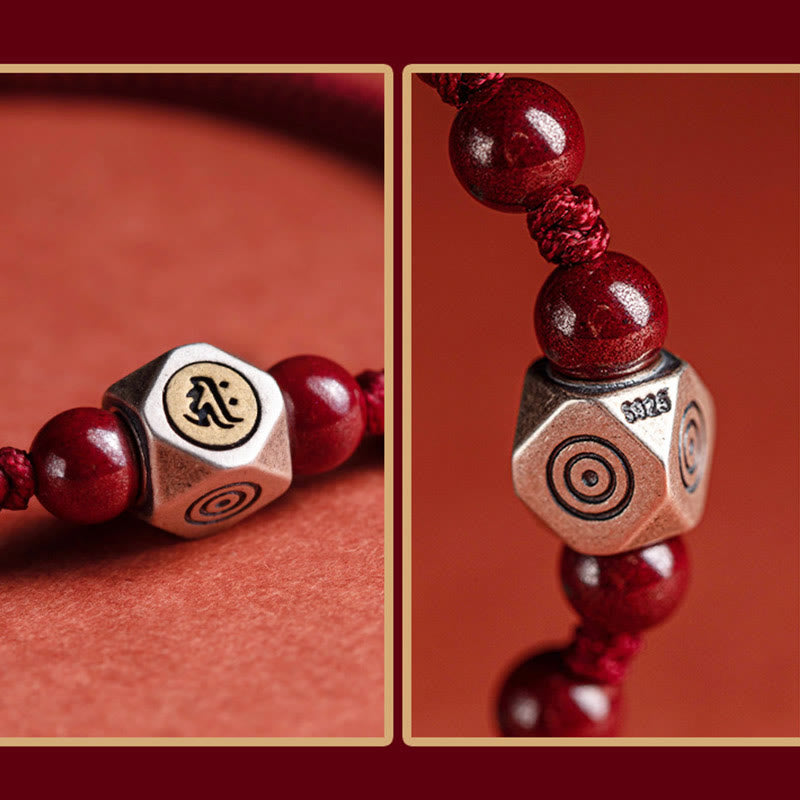 KarmaRipple's 925 Sterling Silver Chinese Zodiac Natal Buddha Cinnabar Calm Bracelet p18