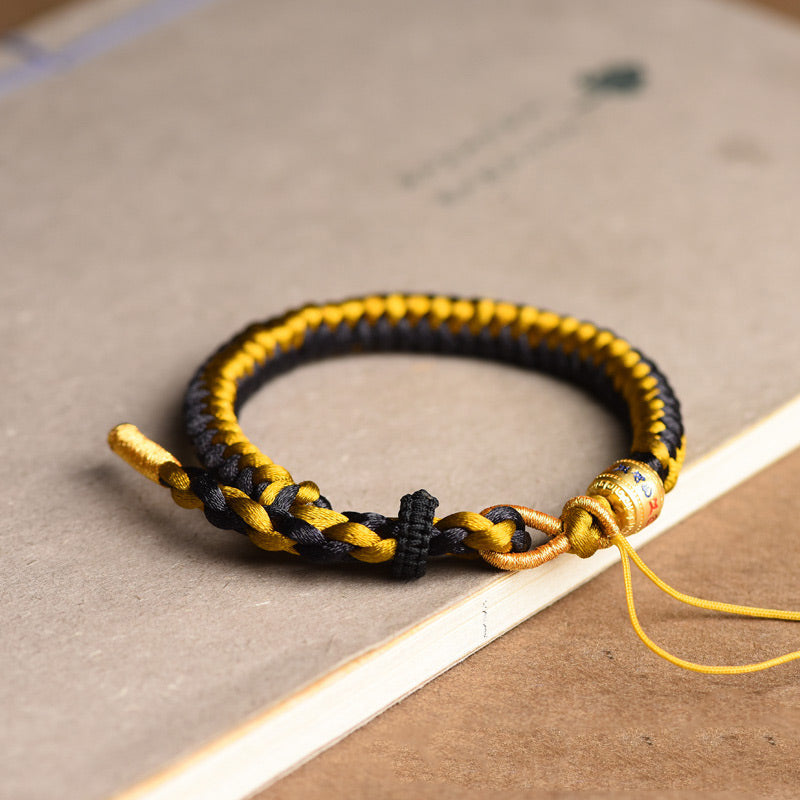 KarmaRipple's Handmade Tibetan Black Gold Dragon Scale Rope Om Mani Padme Hum Purity Bracelet p5