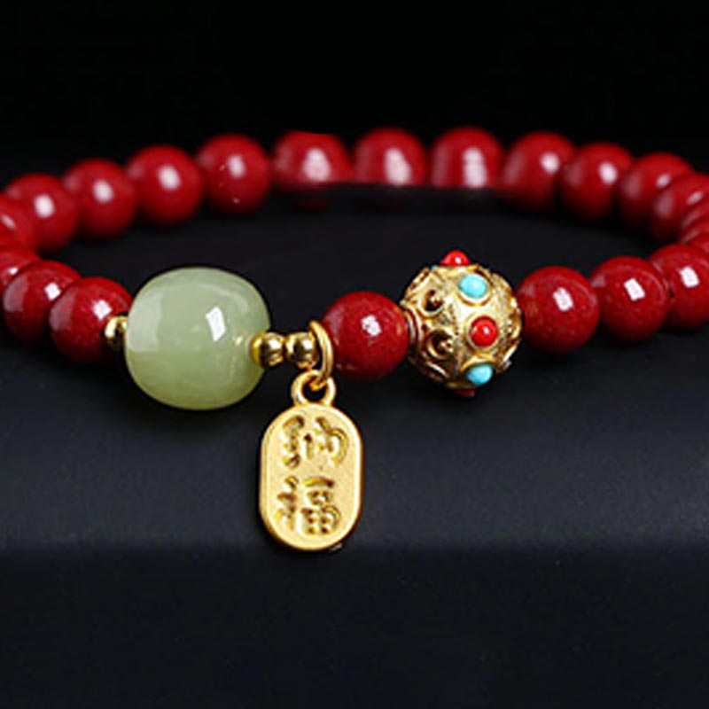 KarmaRipple's Cinnabar Green Aventurine Fortune Protection Talisman Bracelet p14