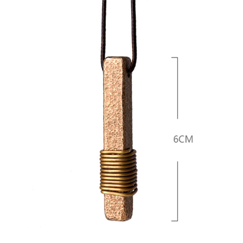 KarmaRipple's Vintage Textured Design Bronze Wealth Pendant Necklace p13