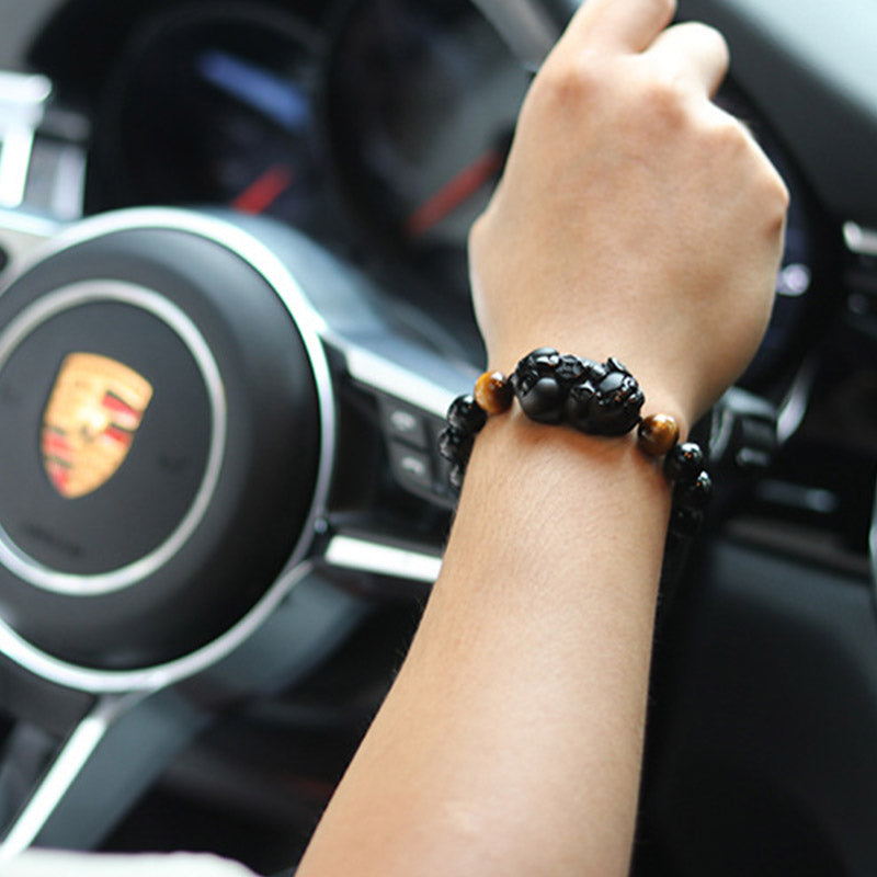 KarmaRipple's FengShui PiXiu Rainbow Obsidian Tiger Eye Wealth Bracelet p6