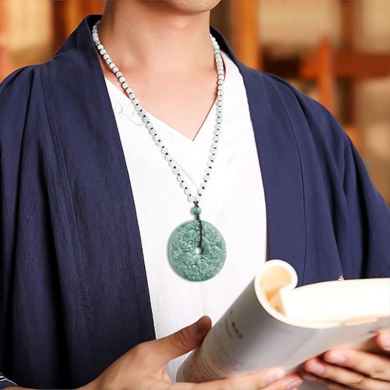 KarmaRipple's Year of the Dragon Authentic Jade Nine Dragons Peace Buckle Protection Pendant Necklace p6