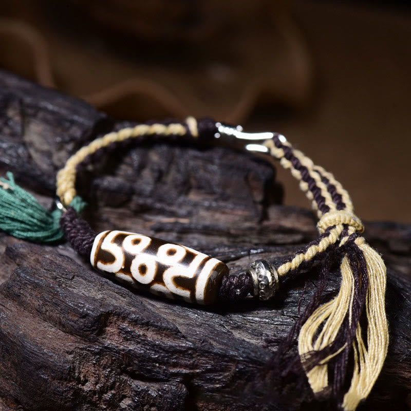 KarmaRipple's Handcrafted Tibetan Nine-Eye Dzi Bead Blessings Rope Bracelet p5