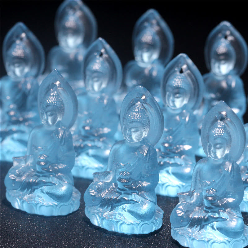 KarmaRipple's Blue Tathagata Buddha Medicine Buddha Liuli Gemstone Serenity Amulet Pendant Necklace p16