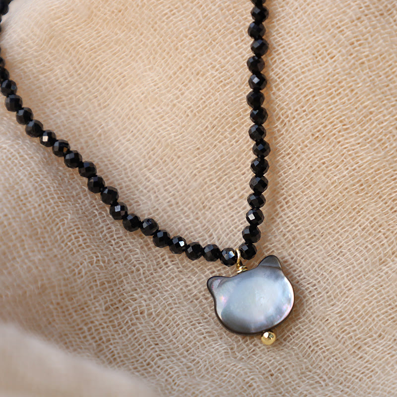 KarmaRipple's Black Spinel Cute Cat Motivate Choker Pendant p6