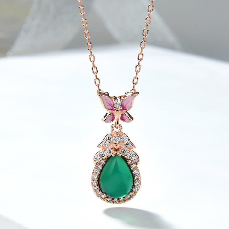 KarmaRipple's 925 Sterling Silver Green Chalcedony Butterfly Zircon Courage Pendant Necklace p14