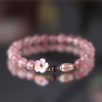 KarmaRipple's Strawberry Quartz Peach Blossom Love Bracelet