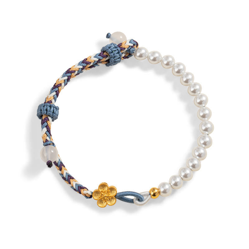 KarmaRipple's 925 Sterling Silver Peach Blossom Pearl Chalcedony Balancing Rope Bracelet p10