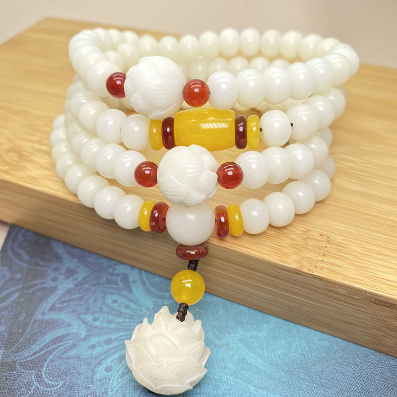 KarmaRipple's Lotus Bodhi Seed Mala 108 Beadwork Protection Bracelet p6