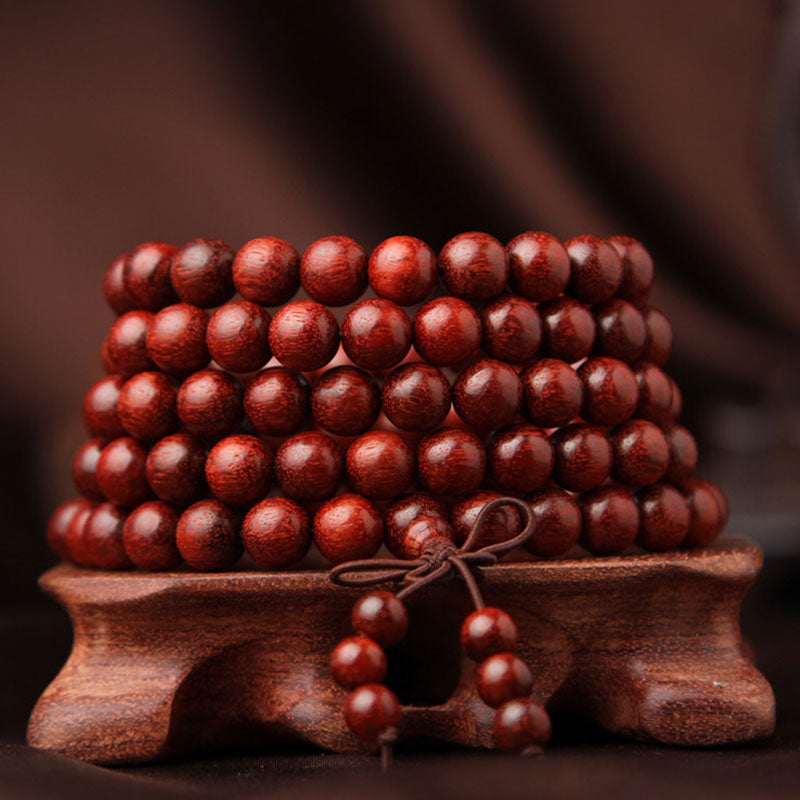 KarmaRipple's Tibetan Small Leaf Red Sandalwood 108 Beadwork Mala Meditation Bracelet p3