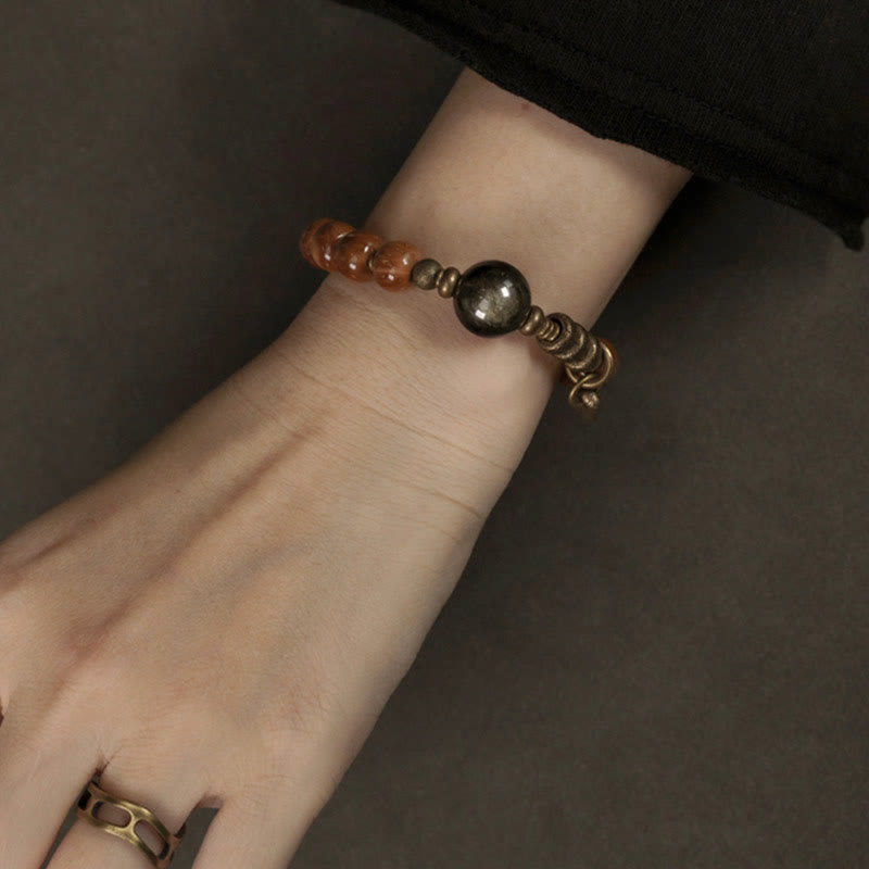 KarmaRipple's Kuka Seed Tiger Eye Gold Sheen Obsidian Bronze Wealth Fortune Bracelet p14