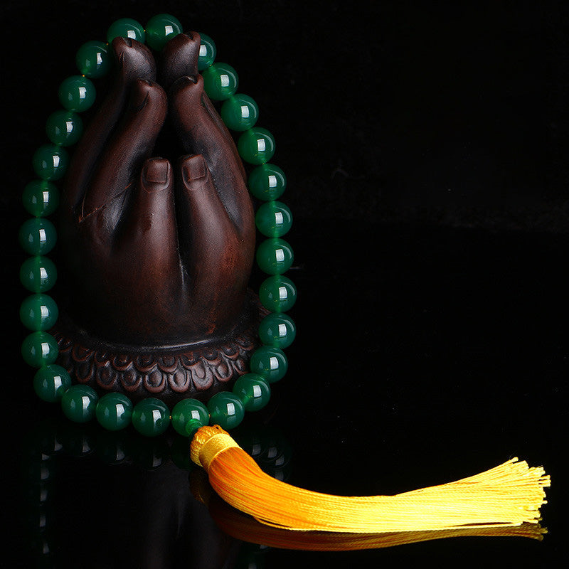 KarmaRipple's Authentic Green Agate Wrist Mala Power Tassels Pocket Mala Car Decoration p15