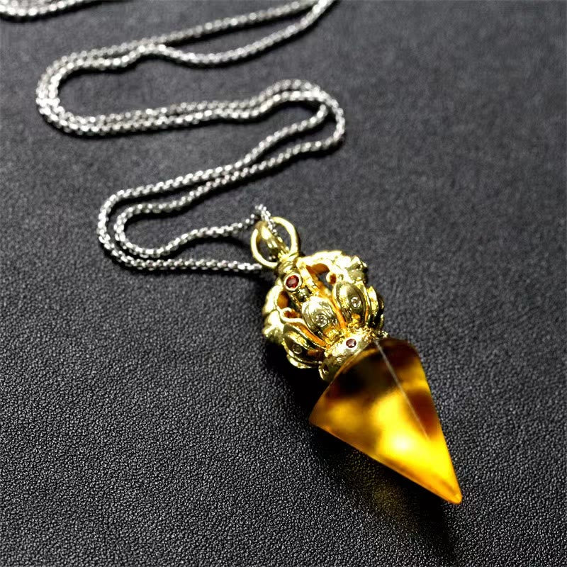 KarmaRipple's Tibetan Dorje Vajra 4 Prong Lotus Liuli Gemstone Strength Pendant Necklace p9