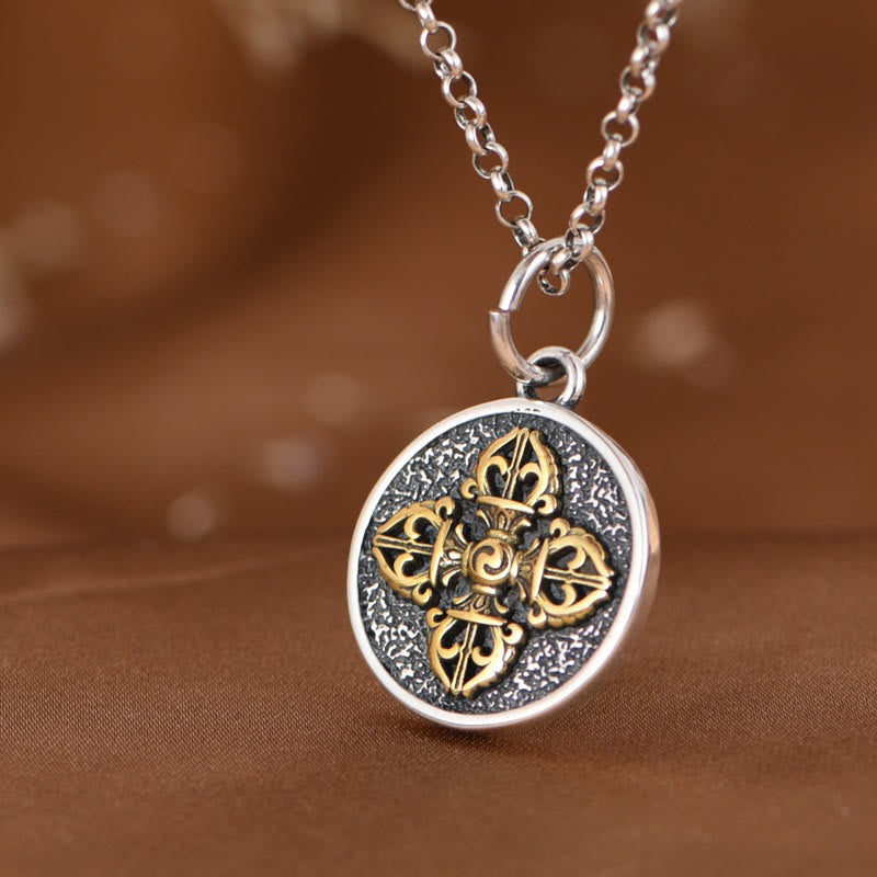 KarmaRipple's 925 Sterling Silver Double Dorje Vajra Blessing Pendant Necklace p3