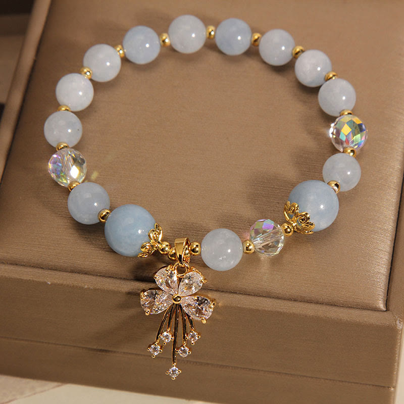 KarmaRipple's Aquamarine Pink Gemstone Balancing Zircon Butterfly Talisman Bracelet p5