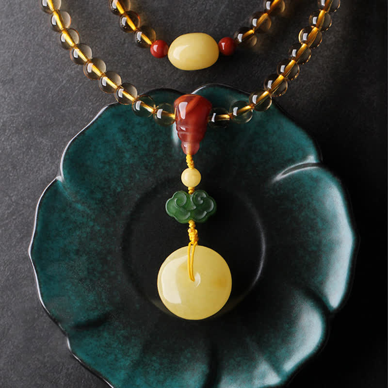 KarmaRipple's 108 Mala Beadwork Authentic Citrine Amber Peace Buckle Red Agate PiXiu Protection Talisman Bracelet p8