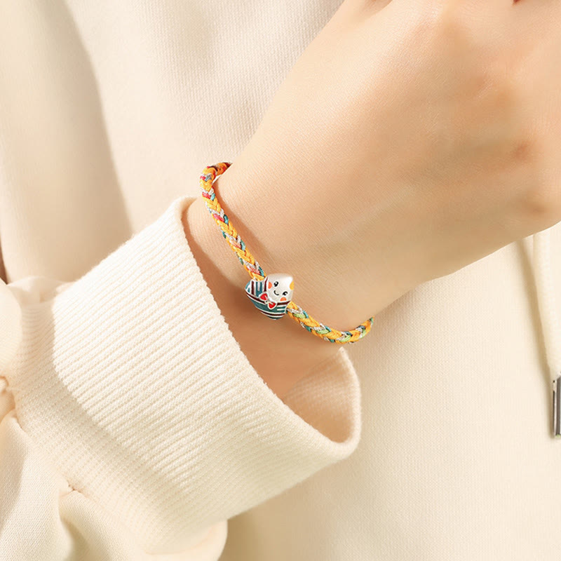 KarmaRipple's 925 Sterling Silver Dragon Boat Festival Zongzi Pattern Fortune Handmade Multicolored Rope Child Adult Bracelet p8