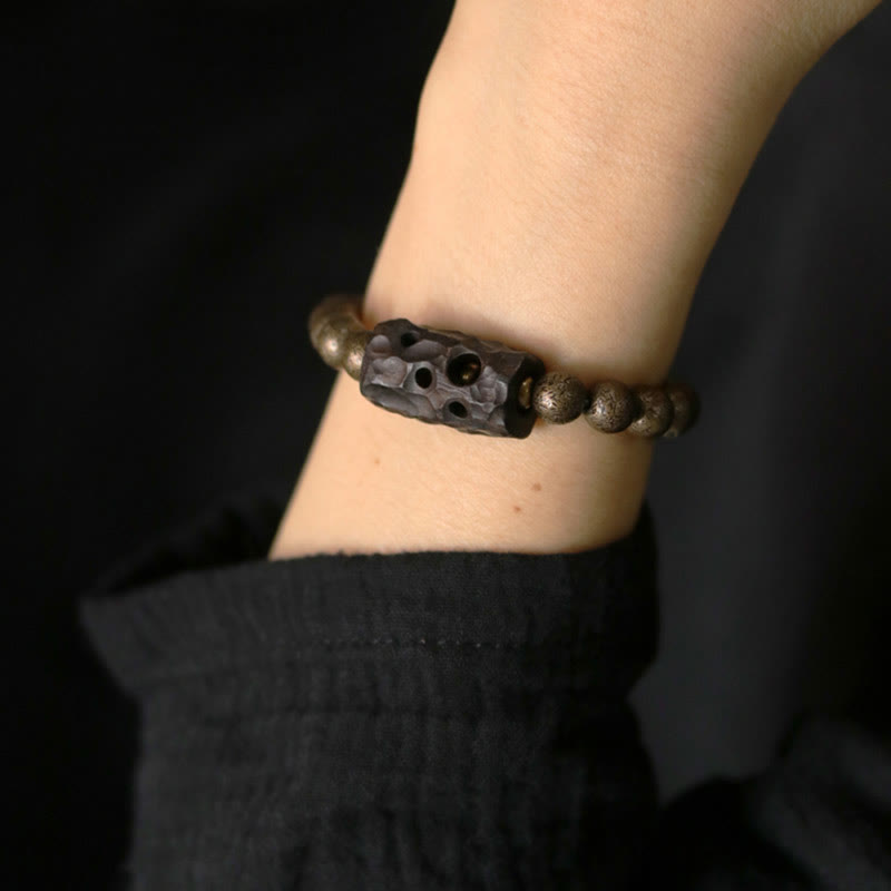 KarmaRipple's Tibet Ebony Wood Bronze Peace Balance Beaded Bracelet p5