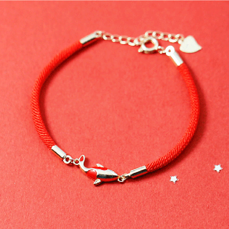 KarmaRipple's Bronze Koi Fish Wealth Pendant Necklace Red Rope Bracelet Earrings Set p6