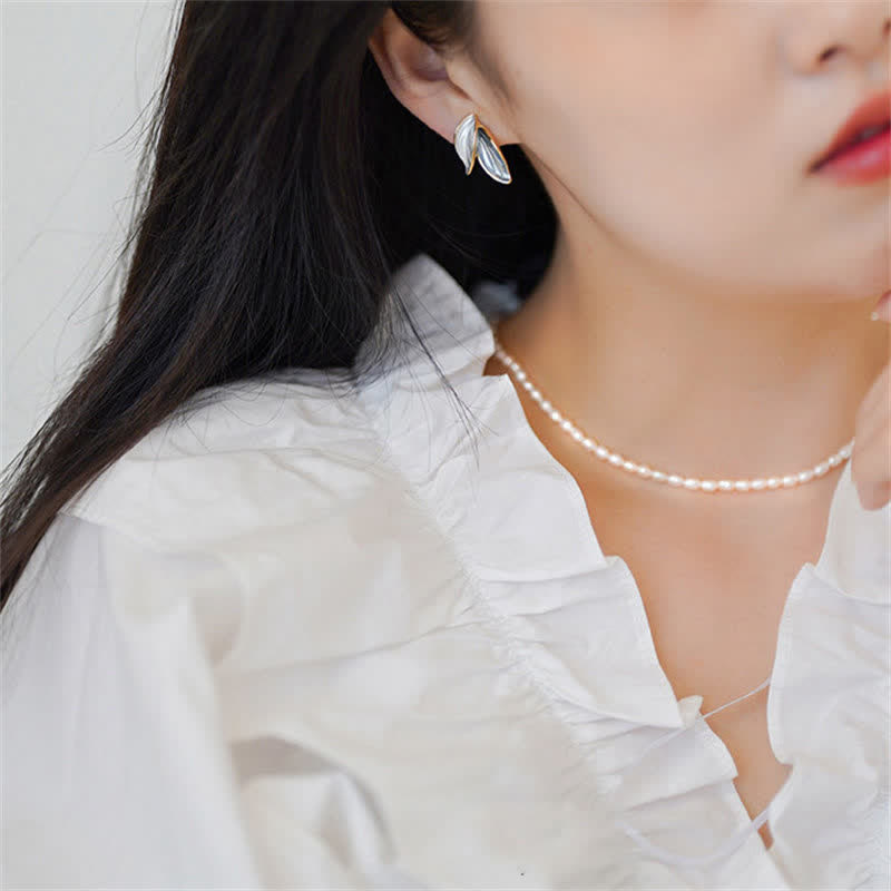 KarmaRipple's Leaf Design Fortune Stud Earrings p3