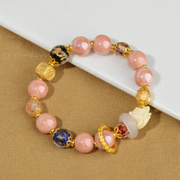 KarmaRipple's Tibetan Incense Ash Liuli Glass Bead Fortune Protection Nine Tailed Fox Bracelet