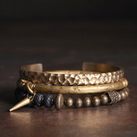 KarmaRipple's Lava Rock Stone Bronze Balance Cuff Bracelet Bangle