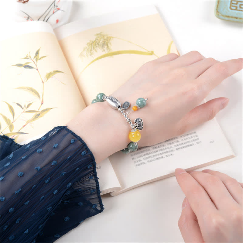 KarmaRipple's 925 Sterling Silver Cyan Jade Amber Success Bracelet p3