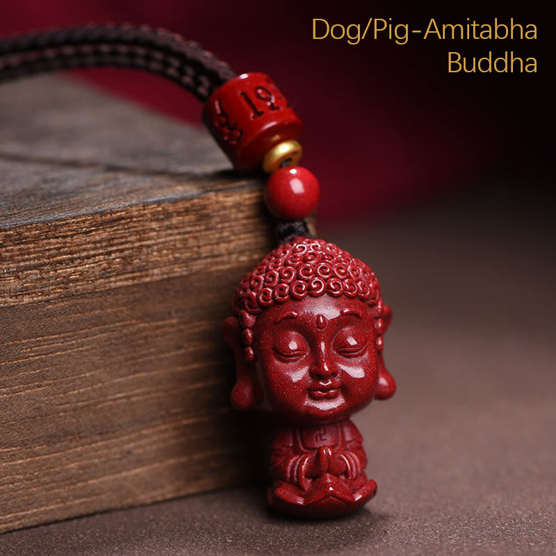 KarmaRipple's Chinese Zodiac Natal Buddha Authentic Cinnabar Amulet Keep Away Evil Spirits Pendant Necklace p36