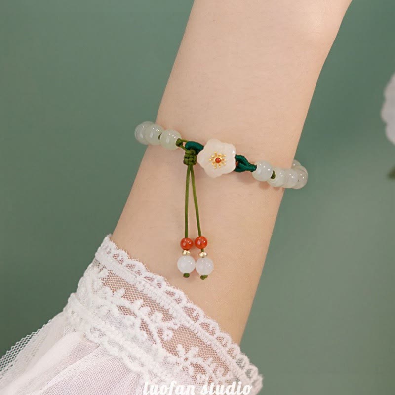 KarmaRipple's Jade Peach Blossom Flower Fortune Bracelet p2