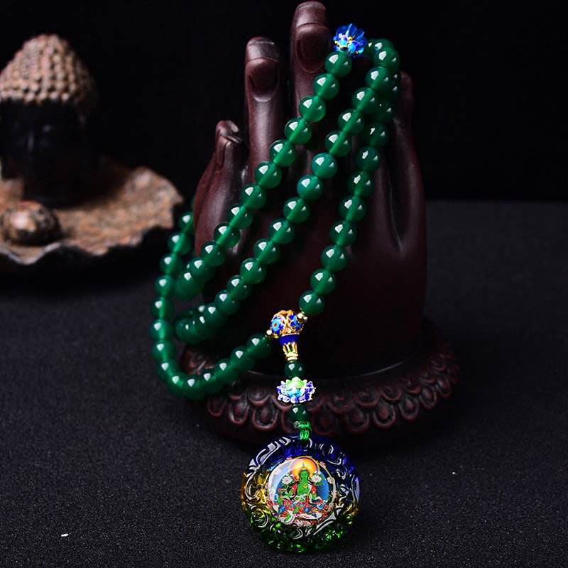 KarmaRipple's 108 Mala Beadwork Authentic Green Agate Bodhisattva Green Tara Manifestation Talisman Bracelet p3