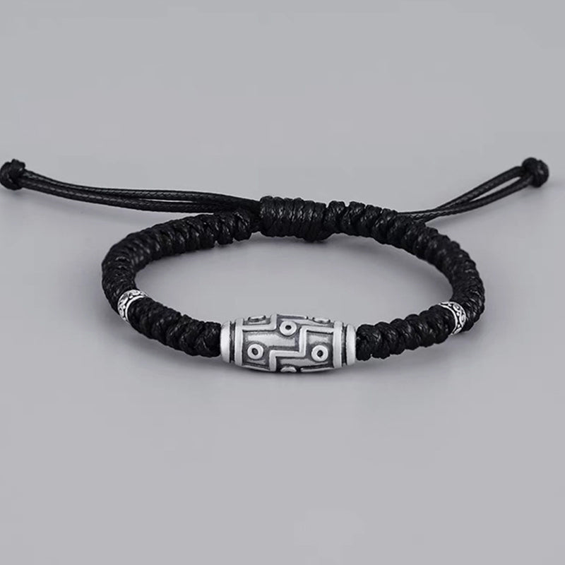 KarmaRipple's 999 Sterling Silver Nine-Eye Dzi Bead Pattern Blessing Rope Bracelet p9