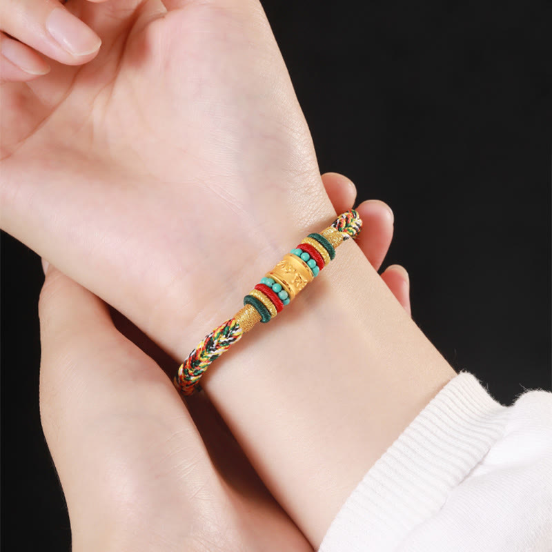 KarmaRipple's Tibet 999 Gold Om Mani Padme Hum Handmade Eight Thread Peace Weave Fortune Bracelet p10